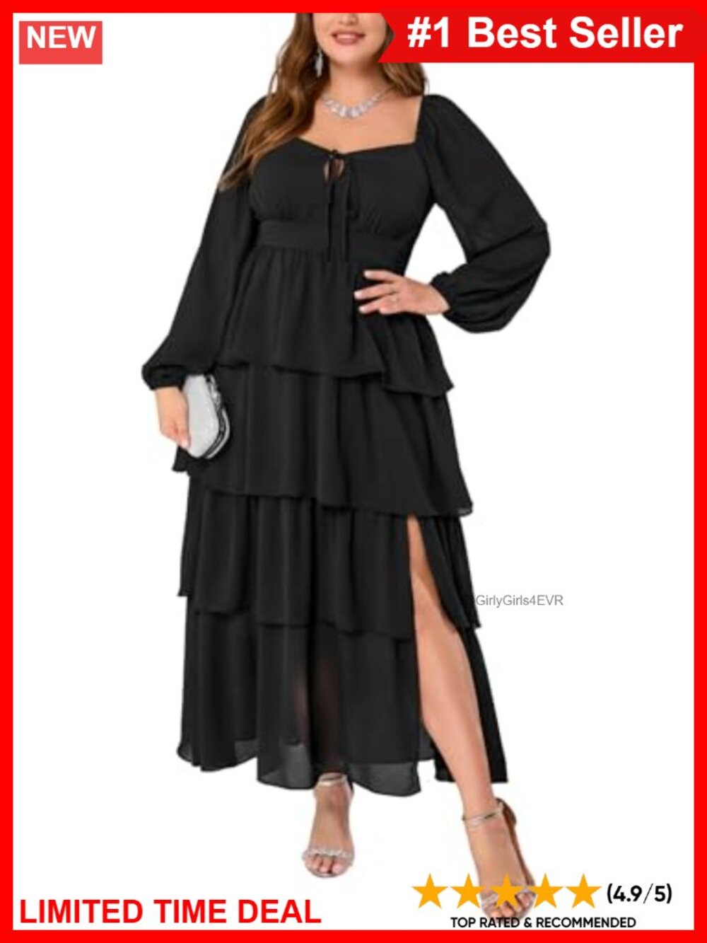 Plus Size Long Sleeve Floral? No - Tiered Maxi Dress Semi Formal Wedding Guest